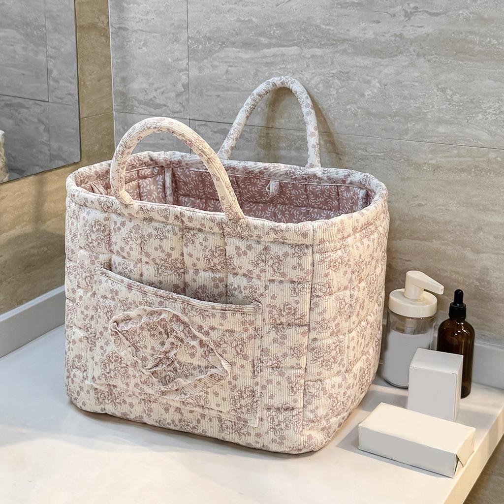 Boho Foldable Floral Organizer Bin Large Capacity Collapsible Laundry Nursery Hamper with Handles for Clothes and Sundries