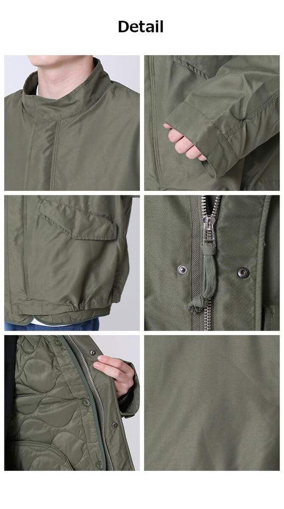 ARCADE Mod Quilted Jacket with Detachable Military Short Size L Men's Coat, 3-Way Liner, Fall/Winter Jacket, N3B, Length, Khaki,