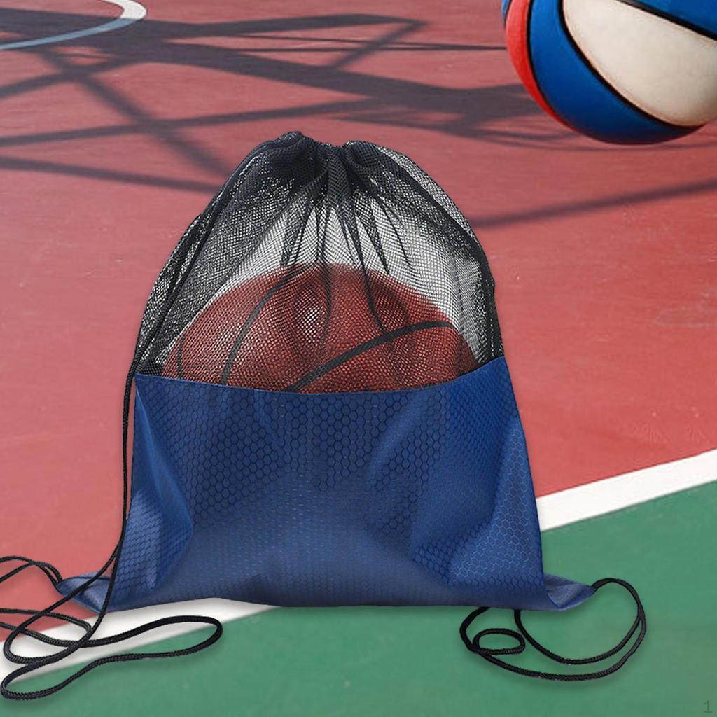 Basketball Mesh Bag Drawstring Backpack Oxford Cloth for Football Soccer