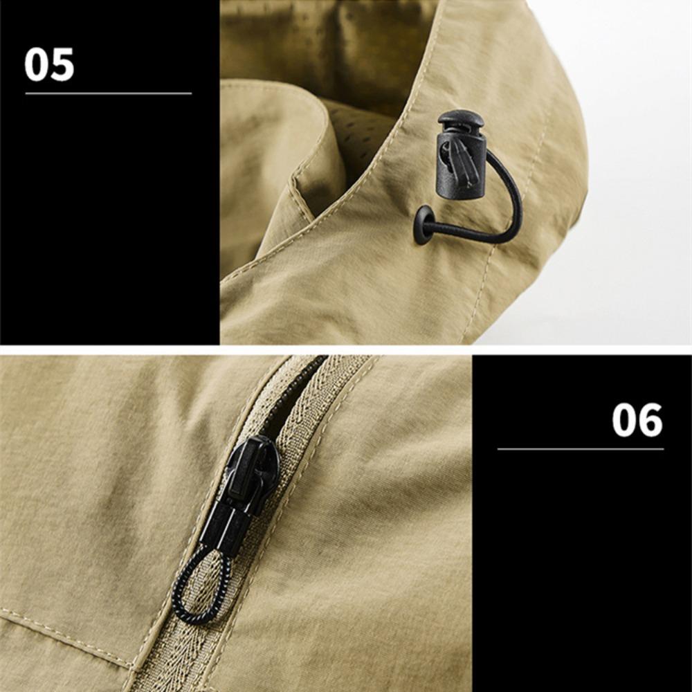 Men Jacket Spring and Autumn Fashion Versatile Windproof Waterproof Workwear Hooded Jacket Outdoor Travel Leisure Camping Jacket