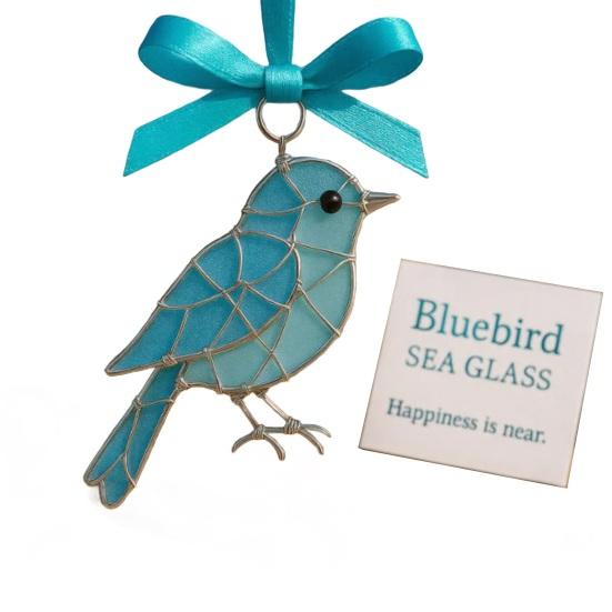 Handcrafted Bird Ornament with Blessing Card Unique Coastal-Inspired Bird Decoration for Christmas Tree And Home Artistic Bird Keepsake