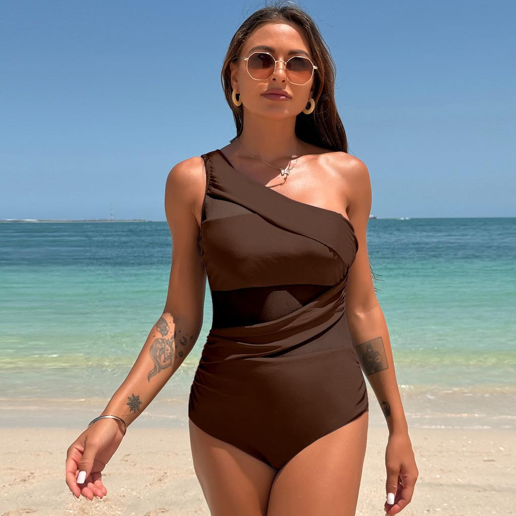 Beach Vacation Swimsuit One-piece Swimsuit Women One Shoulder Sports Lace Swimsuit Sexy Bikini Fine Stitching In A Variety of Colors Beachwear