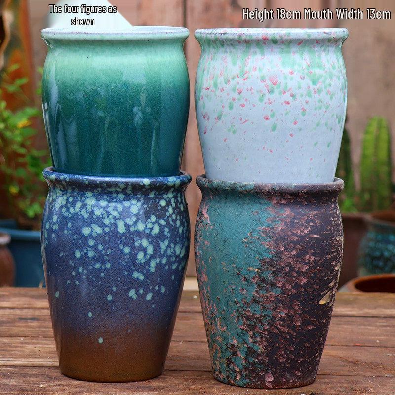 Large Retro Square Ceramic Succulent and Orchid Pot