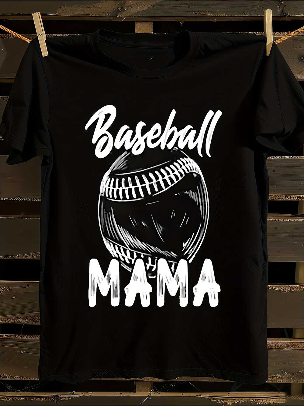

WoBaseball Mama Graphic T-Shirt Mens Tshirt Womens Tshirts with Letters Print Short Sleeves T-Shirt Casual Street Tee Shirt Top XXL