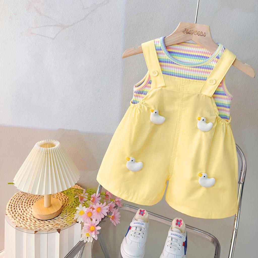 New Summer Baby Clothes Set Children Boys Striped Short Sleeve T-Shirt Overalls 2Pcs/Sets Toddler Girls Clothing Kids Tracksuits
