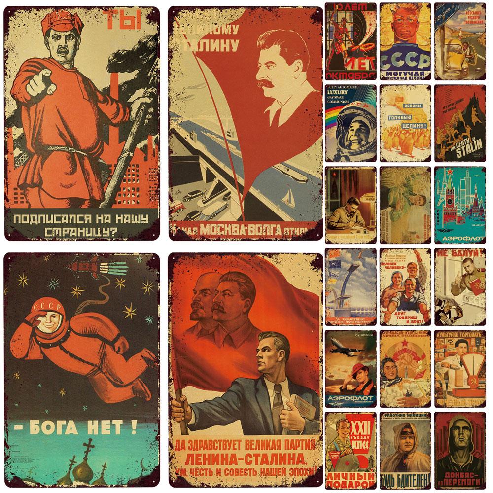 Russian Metal Sign Plaque Tin Sign Plate Wall Decor For Bar Club Man Cave Aviation Poster Classical Stalin Leader Poster