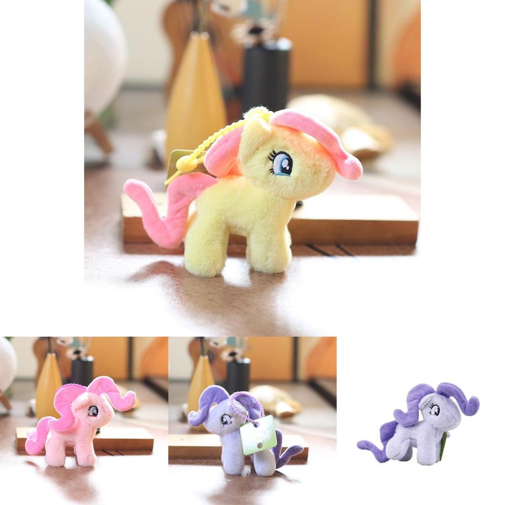 Weiches Kurzes Plüsch Pony Schlüsselanhänger Buntes Stofftier Perfekt für Taschenzubehör