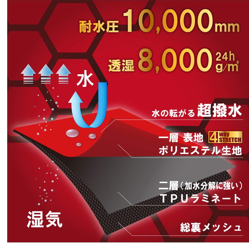 Azgrid A.T.FIELD ATF-02 / WATERPROOF RAIN JACKET, Red, 3L