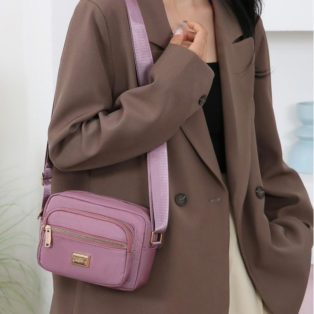 Large Capacity Solid Color Crossbody Bag Nylon Mom Bag Multifunctional Oxford Bag  Women