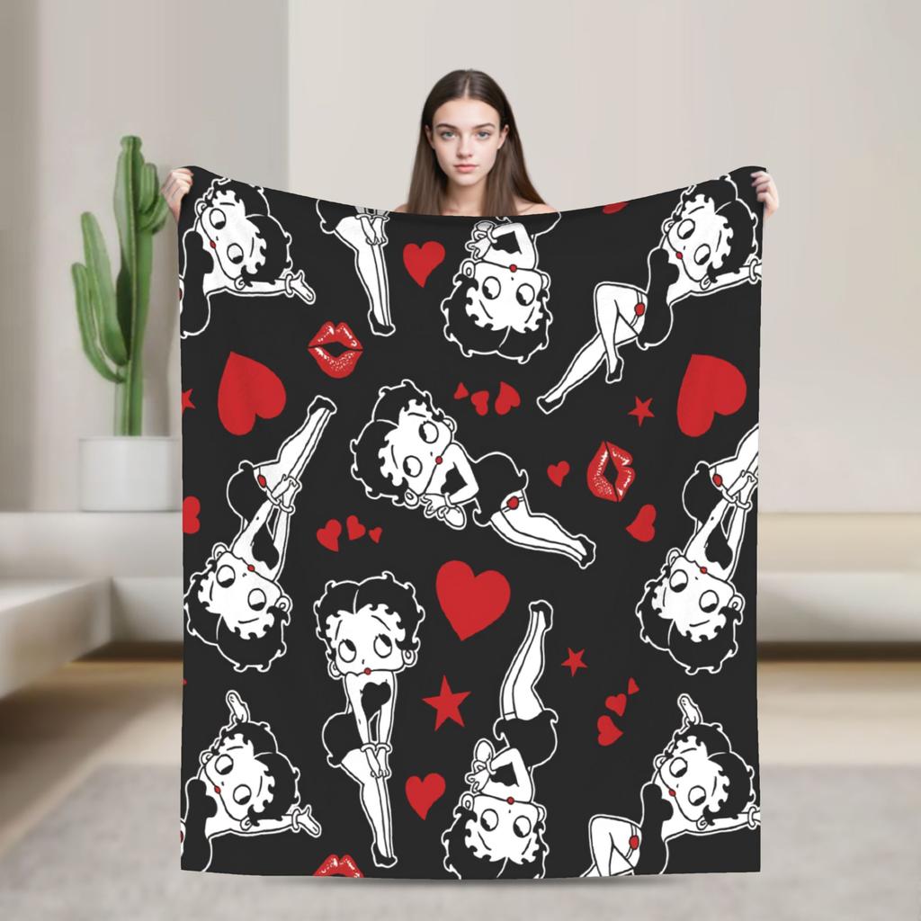 Warm Blanket Camping B-Bettys Boops Throw Blanket  Flannel Bedspread For Living Room Comfortable Sofa Bed Cover