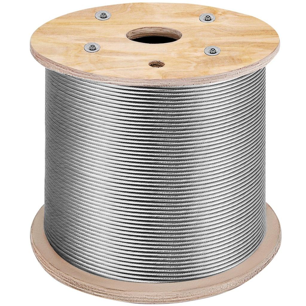 316 Stainless Steel Cable 1/8" 1x19 Steel Cable Wire Rope 150M/500FT Cable Railing Transport Wire Rope Cable for Railing Decking DIY Balustrade(150M)