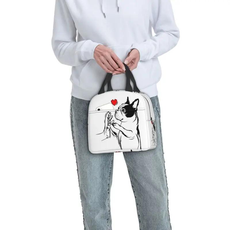 Boston Terriers Love Mistress Dogs cutii de prânz portabile, etanșe, cooler termic pentru alimente, geantă de prânz izolată, școală pentru copii