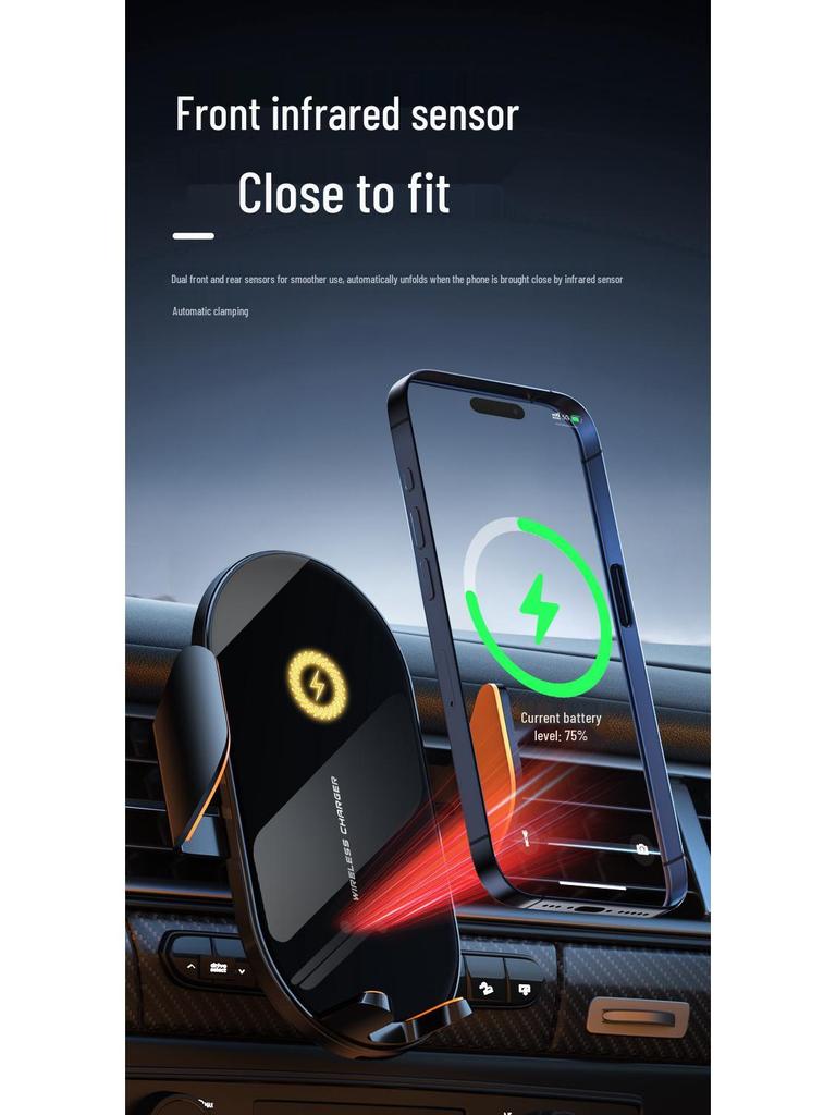 Smart Infrared Wireless Car Charger & Auto-Closing Phone Holder with Fast Charging