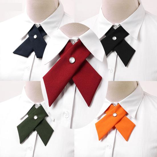 Cămașă cravată pentru femei Design de culoare solidă Închidere ușoară cu cataramă Design încrucișat Cravată pentru gât Uniforme de lucru pentru absolvire Cravată pentru studenți