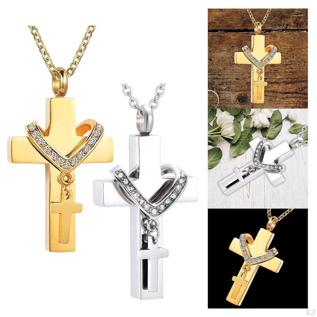 Double Cross Cremation Pendant Jewelry for Ashes Wedding Graduation Gifts