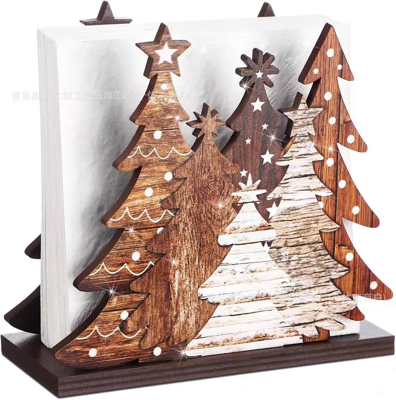 

Christmas tree napkin holder, classic Christmas tree shaped thickened wooden Christmas decoration tissue holder