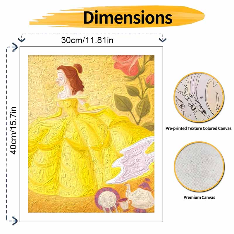 Disney oil painting Beauty and the Beast Belle handmade diy art painting home decoration