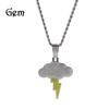 Hip-hop Ancient Cute Cloud Lightning Pendant Copper Inlaid Zircon Men's and Women's Cool Street Necklace Jewelry