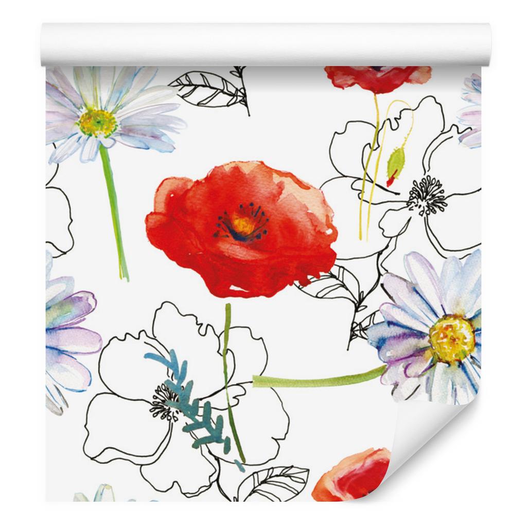 Poppies and Daisies Wallpaper for Living Room and Bedroom 50x1000