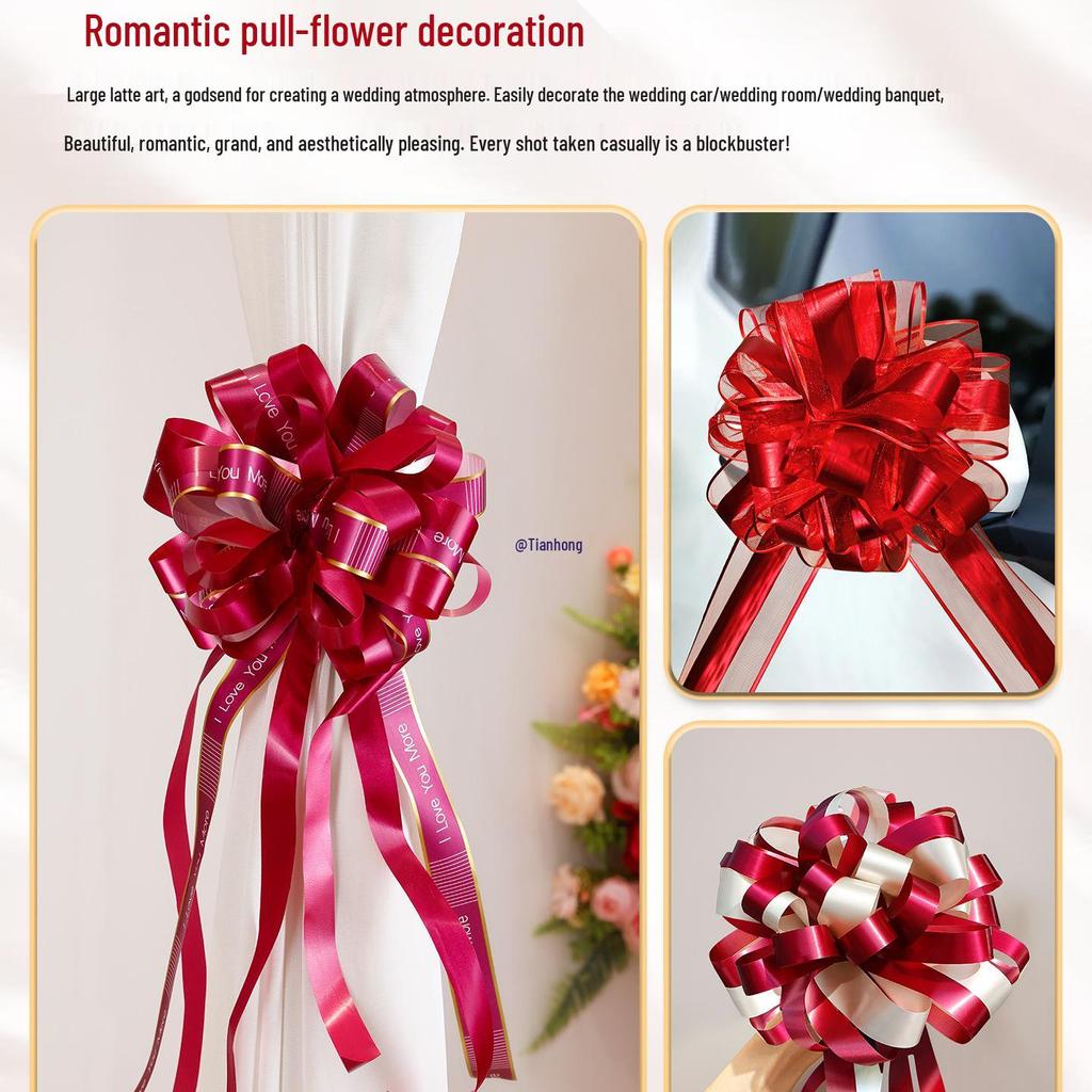 Large Red Wedding Car Pull Bow Decoration - Ribbon for Wedding Pickup and Team Cars