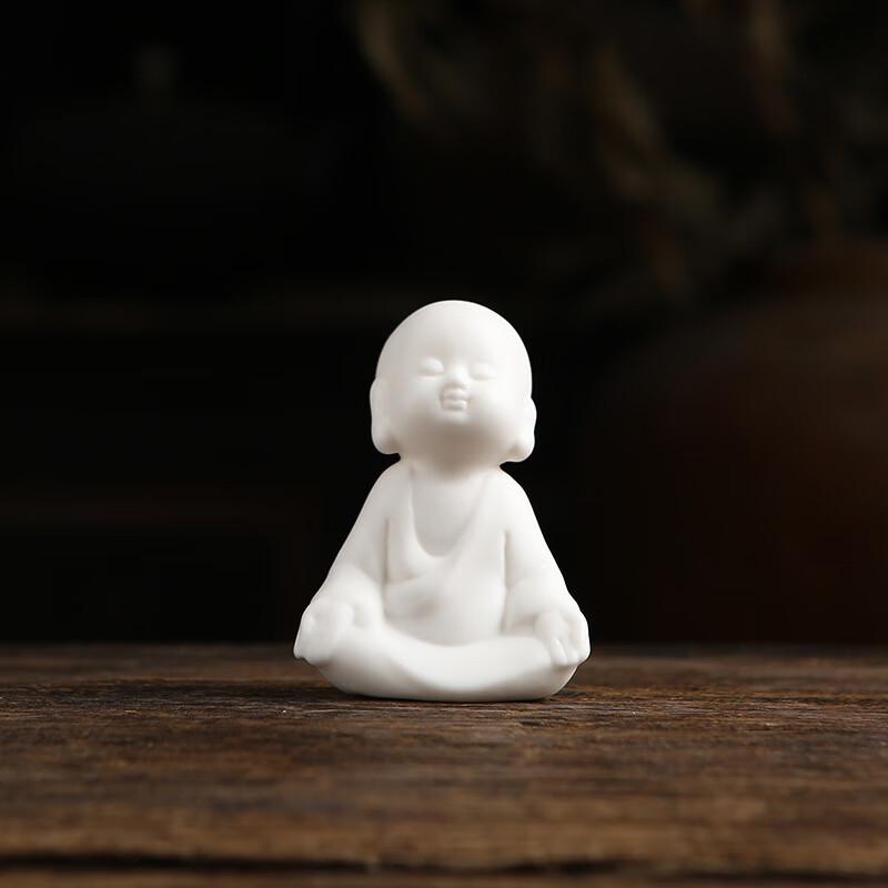 Handmade Zen Little Monk White Porcelain Tea Pet