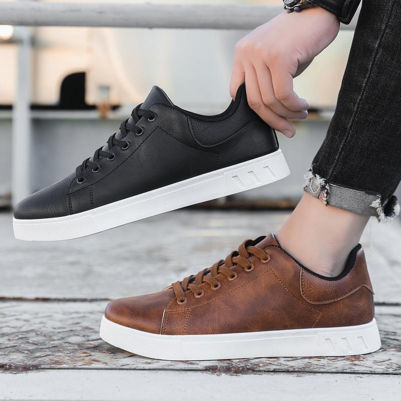 Fashion Cheap Shoes for Men Classic Brown Leather Men's Casual Shoes Large Size 48 Comfortable Lace-up Flat Shoes Men Zapatos De Hombre