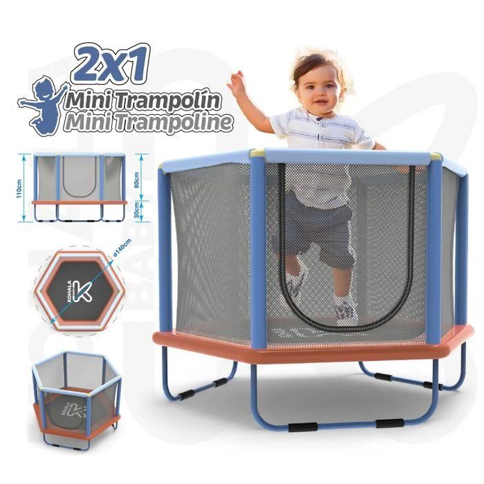 Devessport Trampoline Enfant Kohala Baby 2en1 140cm, avec Filet de Sécurité. Jeu d'Intérieur et Extérieur