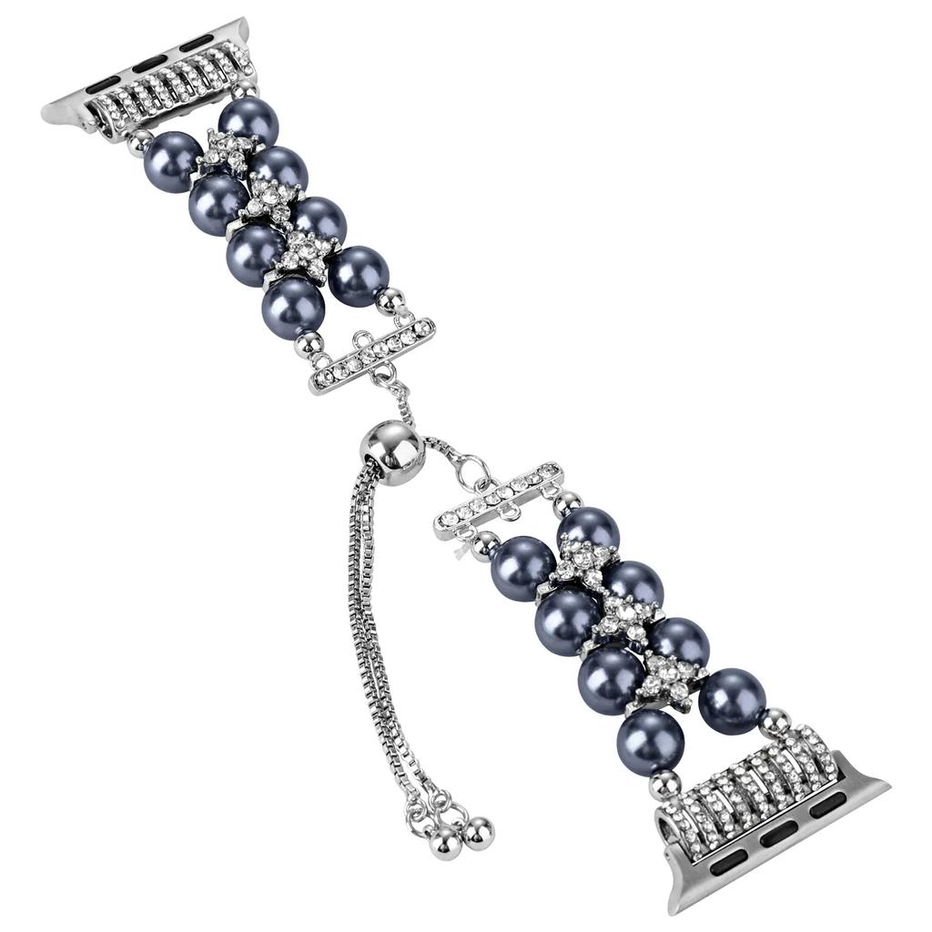Watchband Pearl Strap For Apple Watch Band Ultra 49mm Agate Beaded Jewelry Bracelet For Iwatch Series 9 8 7 6 SE 5 4 3 44mm 40mm 45mm 41mm