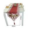 Polyester Table Scarf 40x175CM Red Festive Design with Embroidered Flowers and Hanging Tassel for Dining Table