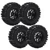 RC Vehicle Wheels and Tires Set Black with Plastic Hub for Monster Truck 18 110 Short Course Truck