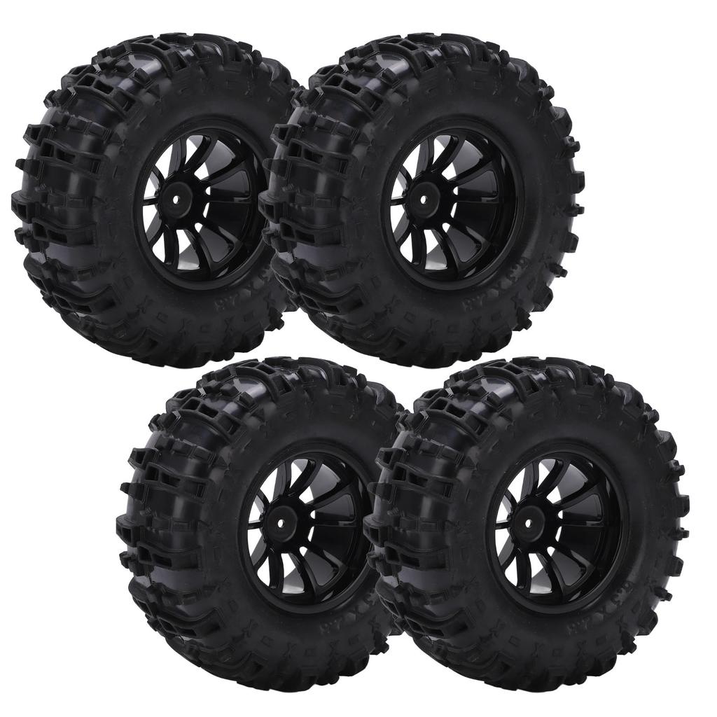 RC Vehicle Wheels and Tires Set Black with Plastic Hub for Monster Truck 18 110 Short Course Truck