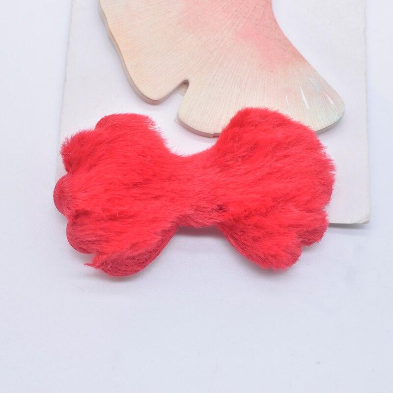 12Pcs 80*45mm Padded Plush Furry Bow Tie Flatback Scrapbooking Ornamnet Patches Accessories DIY Crafts Supplies