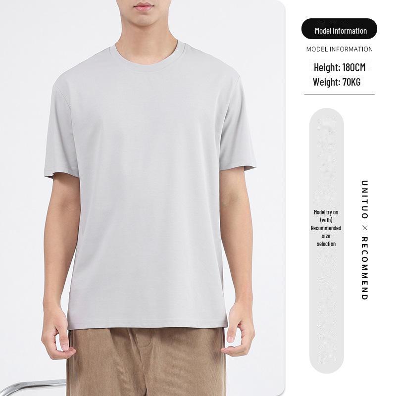 

Мужская футболка Uni-Tuo, свободный крой, короткий рукав, корейский стиль, круглый вырез, белый, летняя базовая модель XL for 120-130 jin