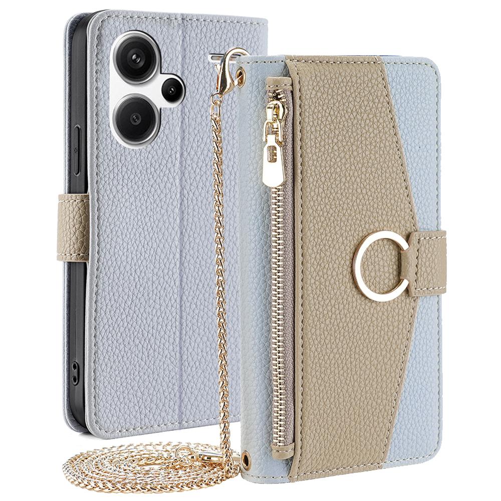 For Xiaomi Redmi Note 13 Pro+ 5G Crossbody Case Zipper Pocket Phone Cover with Makeup Mirror
