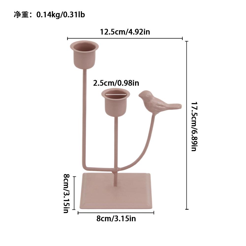 

Bird Accent 2-Arm Metal Candle Holder Minimalist Candelabra for Wedding Reception Dining Table Romantic Home Decor Gift розовый