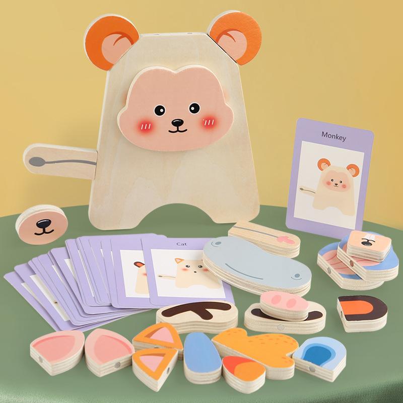 

Wooden three-dimensional small puzzle puzzle puzzle cartoon animal cognitive exercise fine action early education educational interactive toy