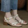 Square Heels, Exposed Toes, Backheel, Buckle, Fashionable, Versatile, Comfortable, Anti-slip and Wear-resistant Women's Sandals
