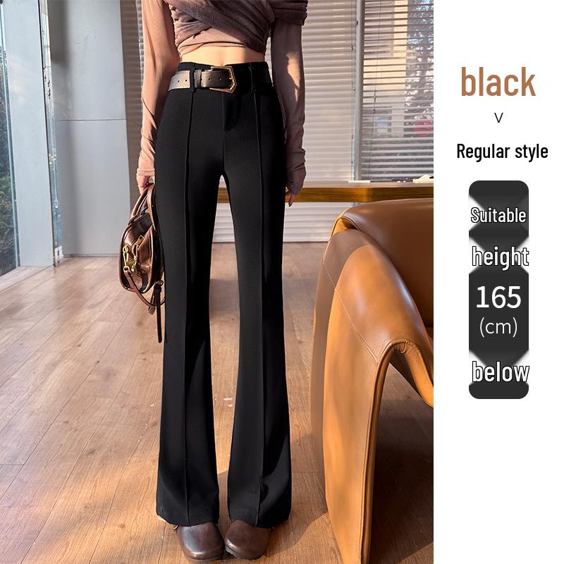 

Women s Black Suit Micro-Flare High-Waisted Bell Bottoms - Spring 2026 Slimming Floor-Length Pants S