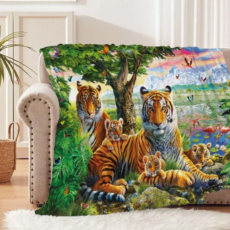 Tiger and White Tiger Patterns Blanket Animals Flannel Blanket Cosy Lazy Couch Cover Blanket Super Soft Sheet Mattresses