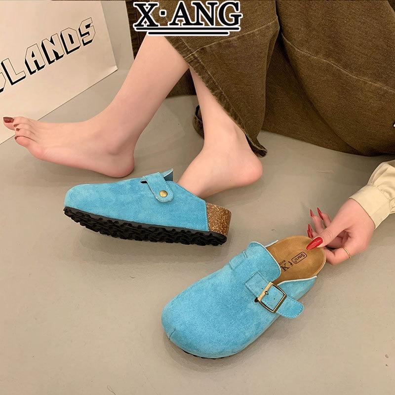 Cowhide version cm platform women's shoes new bag head half slippers summer wear casual cool slippers