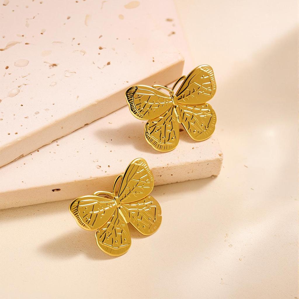 Geometric Irregular 18k Gold Titanium Steel Earrings for Women
