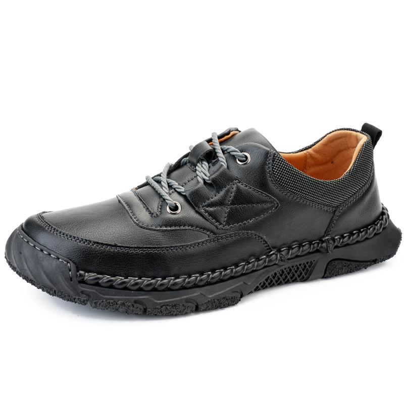 Fashion 2024 New Men Leather Casual Shoes Spring Classic Italian Fashion Lace-Up Antiskid Loafers Leisure Flat Designer Walking Shoes