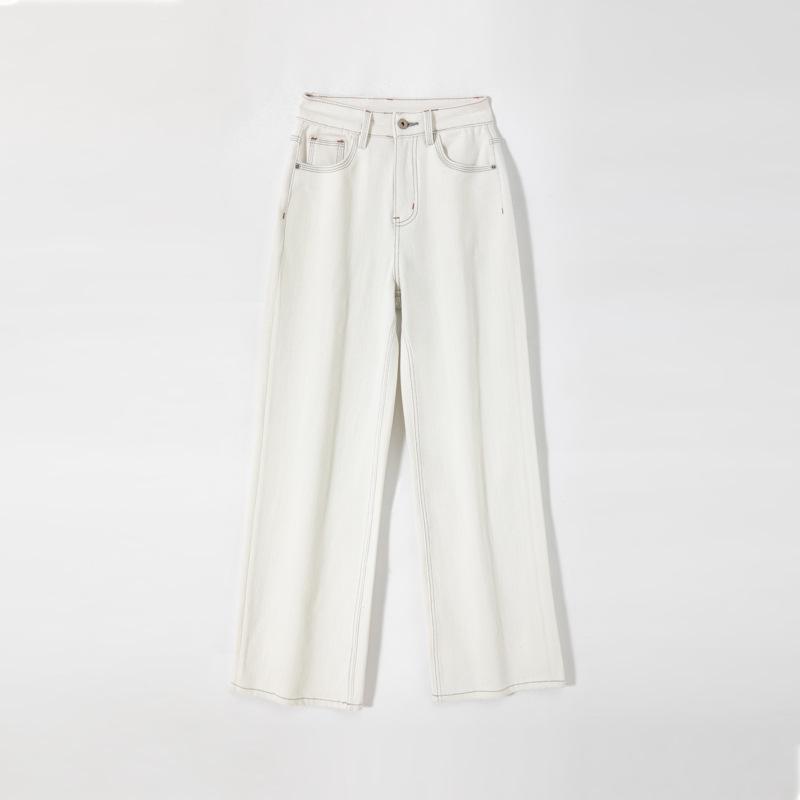 2026 Early Spring Contrast Stitch High Waist Wide-Leg Pants with Stretch 26