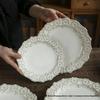 Piatto in Ceramica con Pizzo Francese Vintage - Dessert, Pasta, Insalata, Colazione o Piatto Occidentale