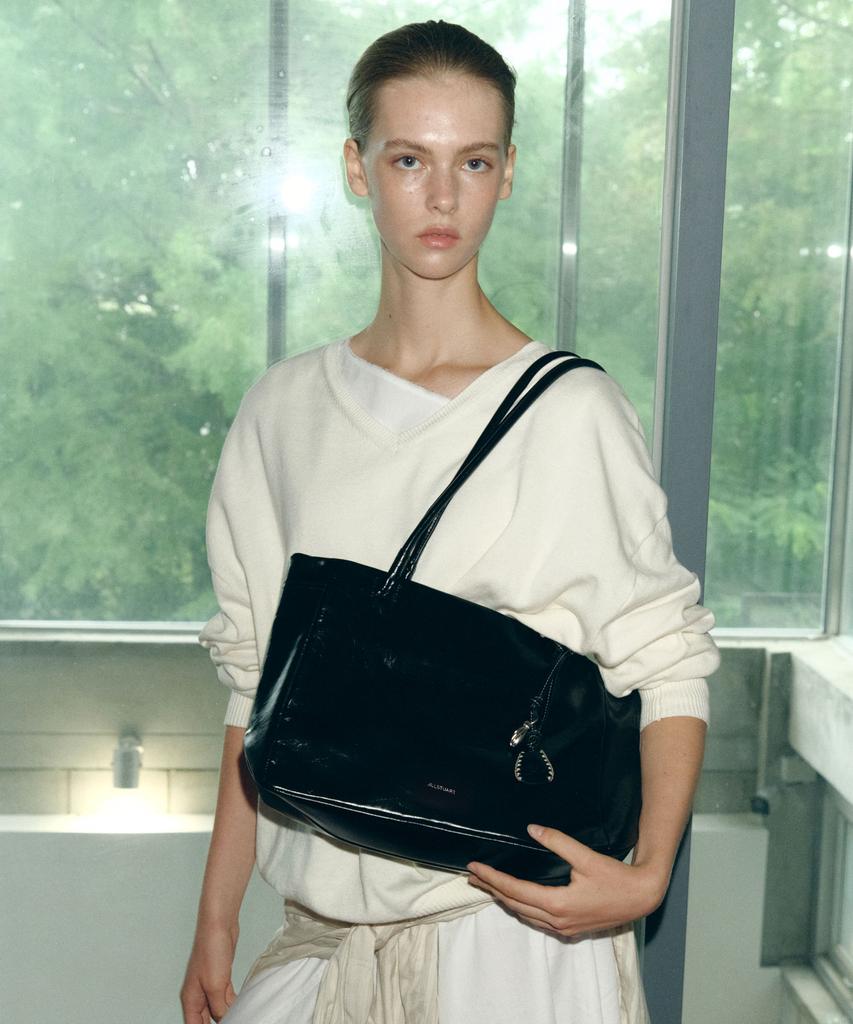 Jillstuart Acc [Facette] Facette Foldable Cowhide Shopper Bag Black