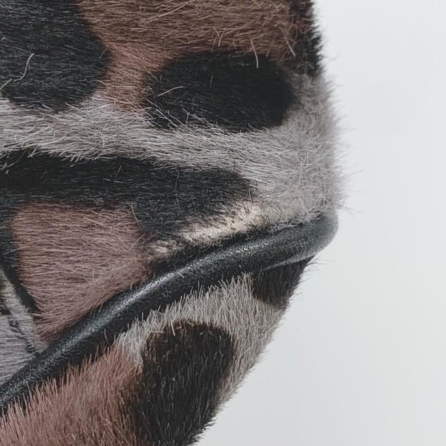 ANYA HINDMARCH Carker Unborn Calf Leopard Print Handbag Boston Bag Leather Grey Brand Tassel A4 Capacity Women's Logo Plate