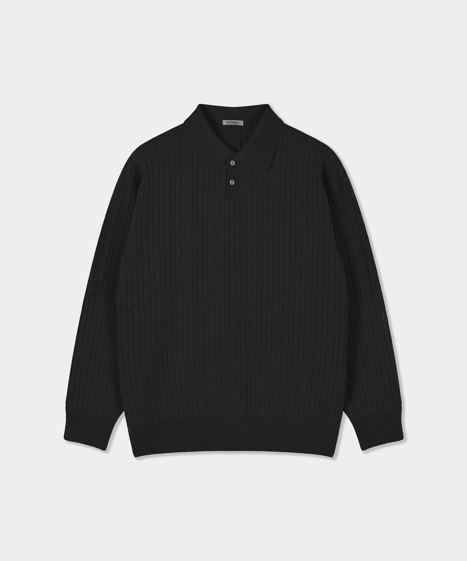 Vibrante Soft Washable Cable Collar Knit - Black Black/S