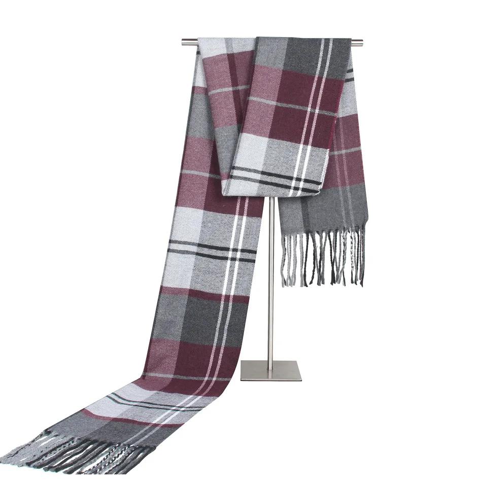 Fashion Design Plaid Men's Scarf Autumn Winter Korean Version Imitation Cashmere Muffler Male Soft Light Tassel Thick Warm Shawl