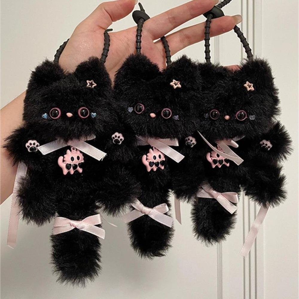 Kawaii Twisty Stick Little Cat Pendant Plush Kitten Pendant Material Package  Girls Children Toys