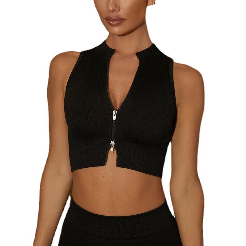 European & American Style Seamless Yoga Set: 6-Piece, Zipper Vest, High-Waist Hip-Lifting Pants, Outdoor Long Sleeve